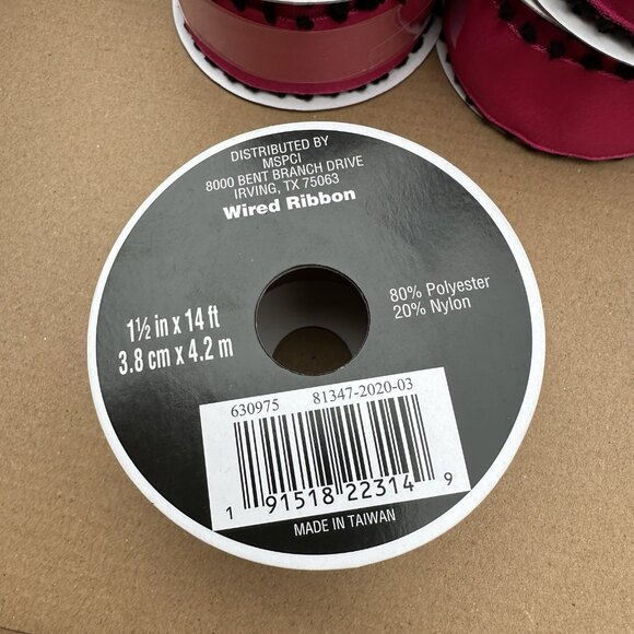 Pink Wired Ribbon Pom Pom Edge Lot of 7 Dia De Los Muertos 1 1/2" in x 14 ft - Picture 6 of 11